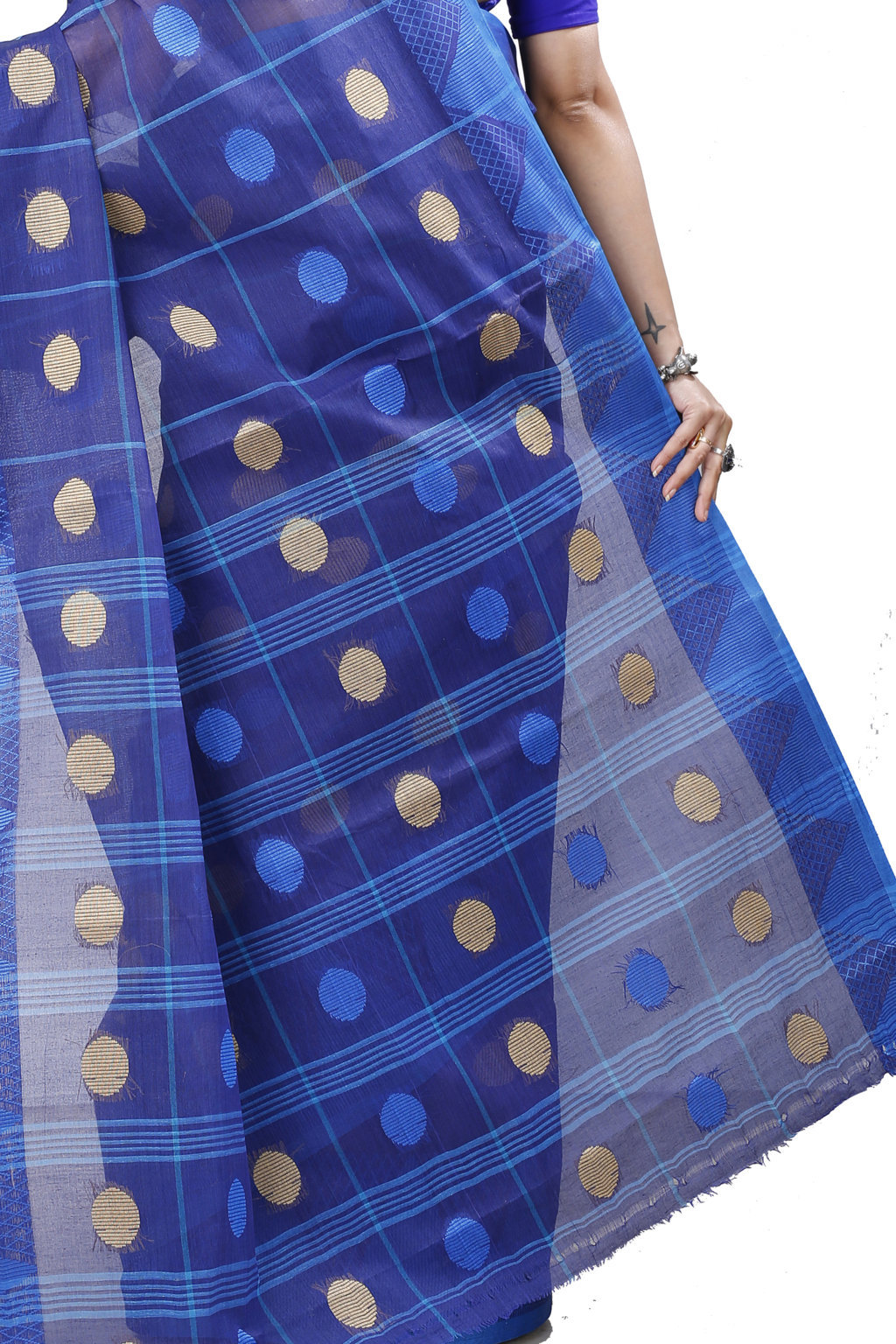 Naby Blue Pure Cotton Rebeka Tant Saree (1007)